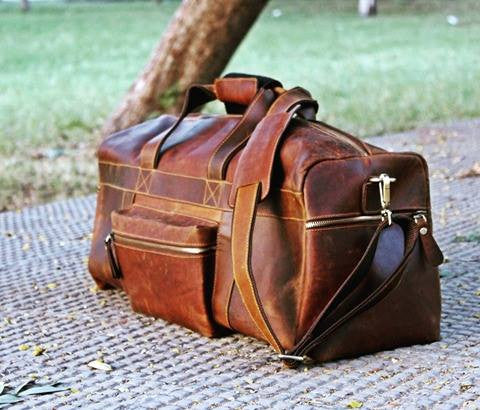 Brown Leather Rustic Duffel