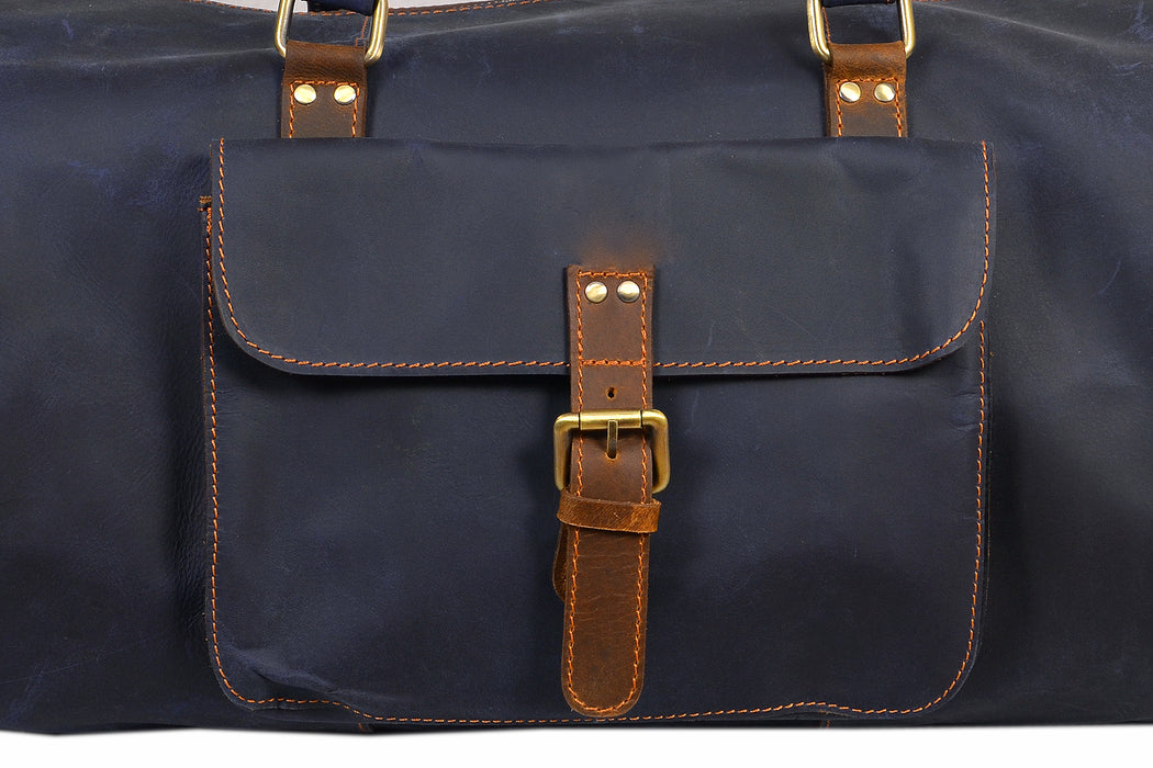 blue color leather bags