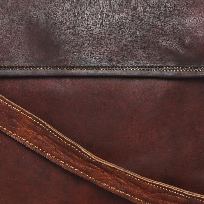 Rough edges leather briefcase