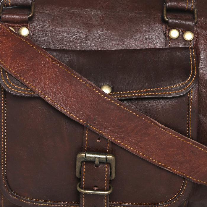 full grain leather duffel