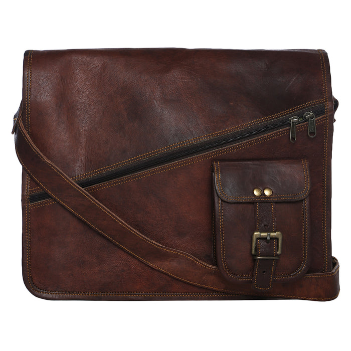 Distressed Leather Messenger