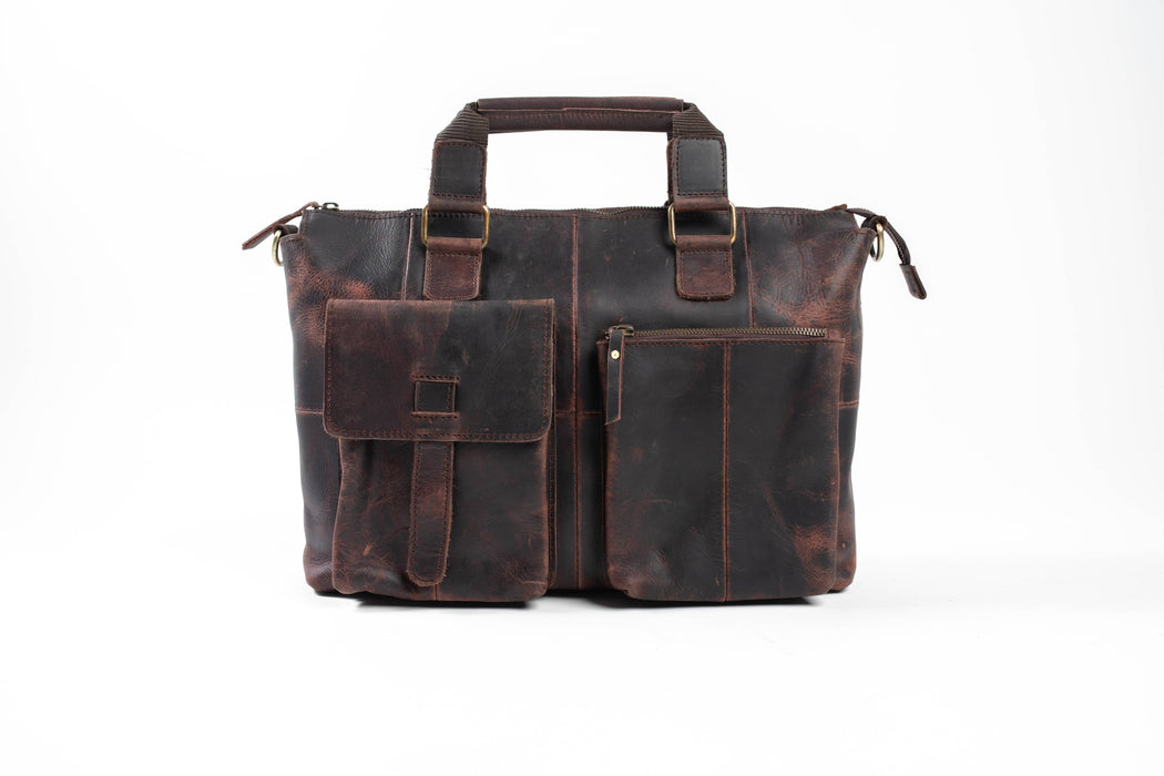 dark brown leather portfolio briefcase