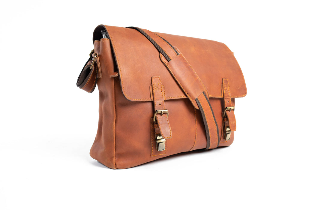 Light Brown Leather Messenger