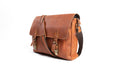 Tan Brown Leather Messenger Bag