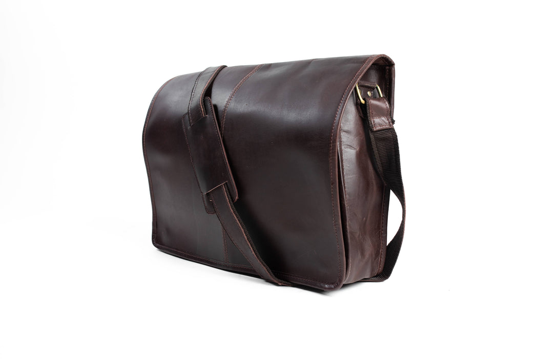 Dark Brown Leather Laptop Bag For men