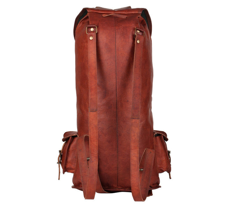vintage leather backpack
