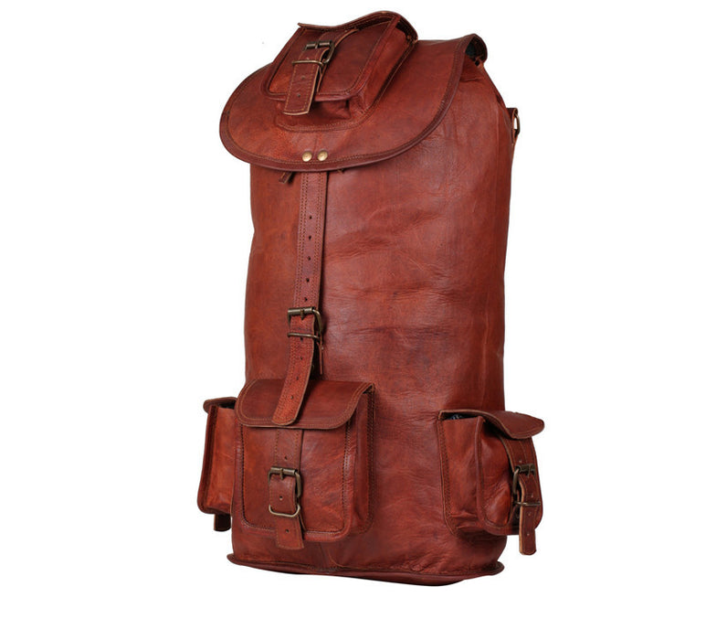 Brown leather backpack