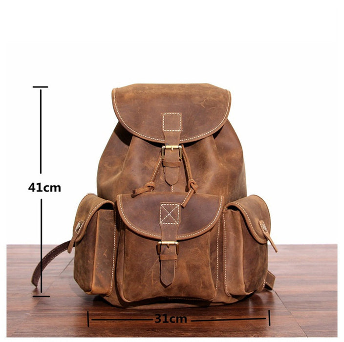 Leather laptop backpack