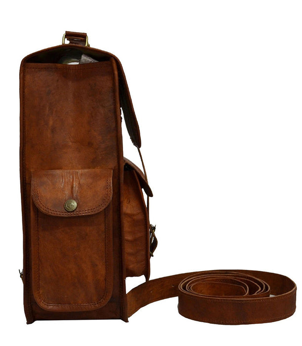small brown leather backpack