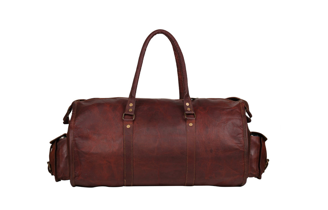 handmade leather duffel