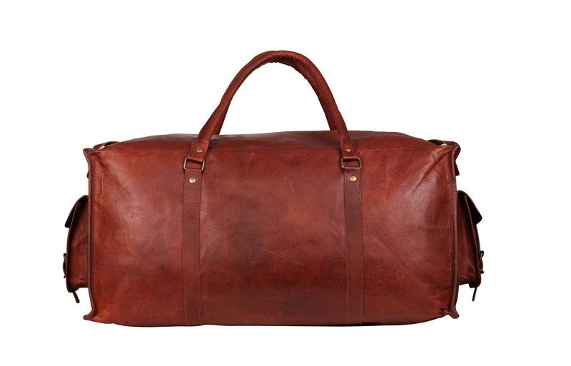 brown leather weekend bag