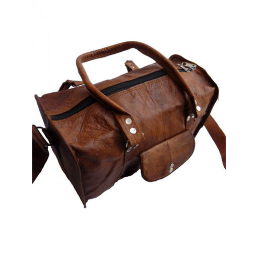 small leather duffle bag