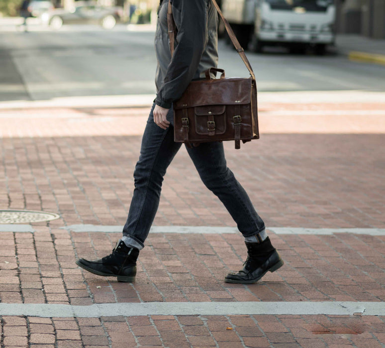 Leather Satchel Briefcase 15 inch