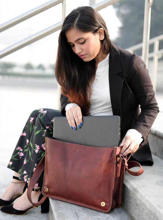 Genuine leather computer bag