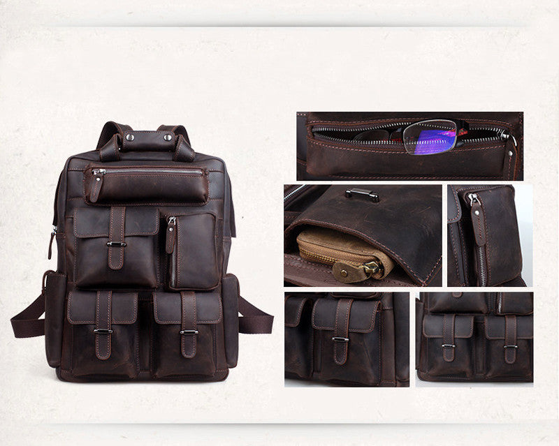 weekend travel leather backpack