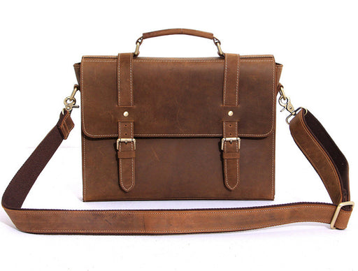 Full grained leather messenger