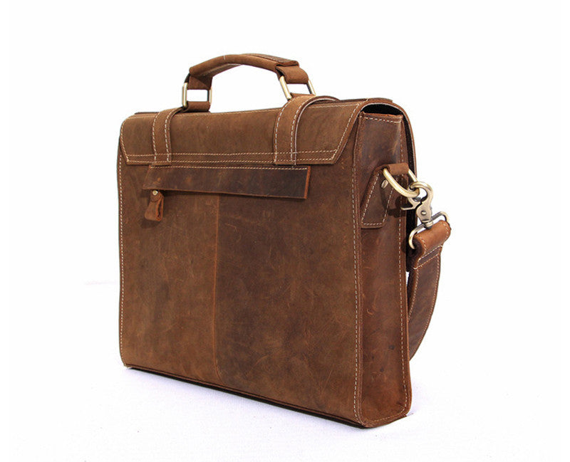 Distressed leather messenger
