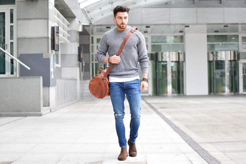 Stylish Brown Leather Weekender