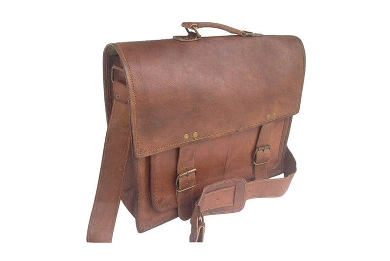 Distressed Leather Satchel 16"