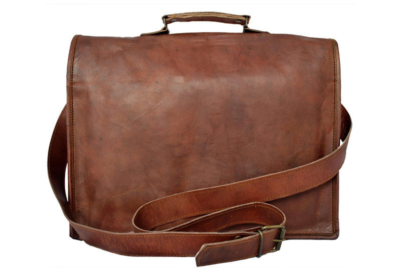 Distressed Leather Satchel 16"