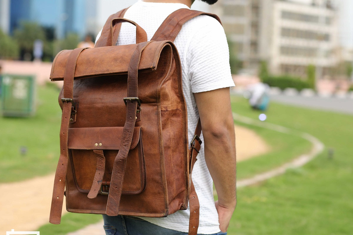 Leather Backpack Leather Rucksack Travel Bag Distressed 