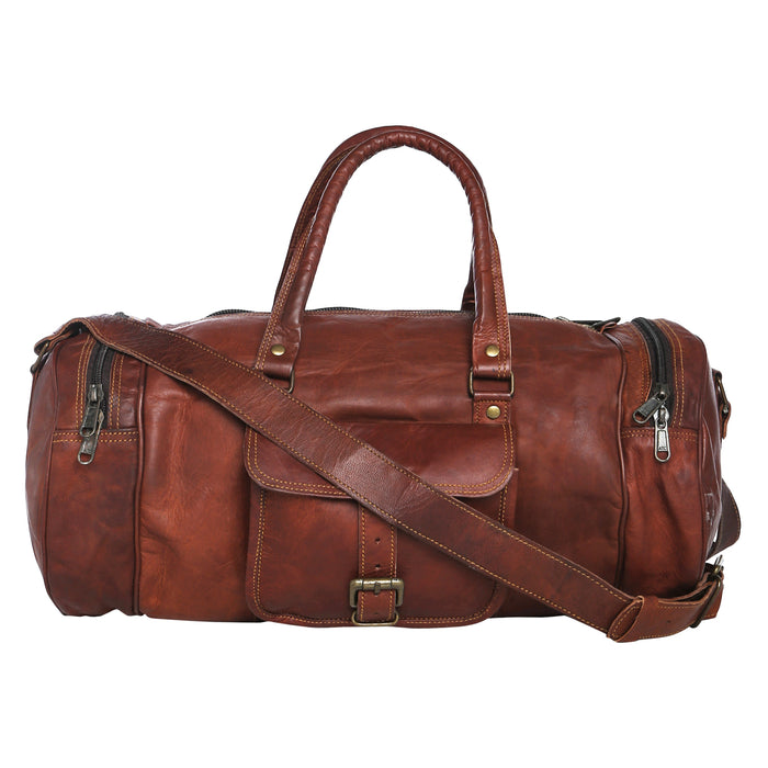 Duffel Bag Handcrafted from Italian Full Grain Leather, Ideal for