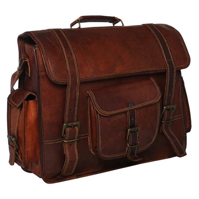 brown leather laptop briefcase