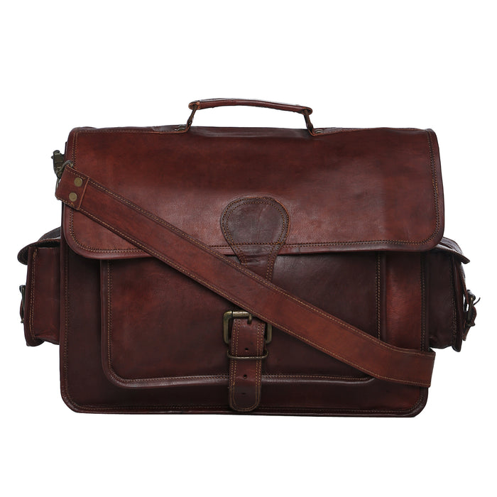 Leather Briefcase Men Leather Satchel Lawyers Bag 15 Inch 