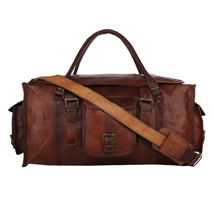 Leather Duffel Bag Handwoven Luxury Travel Bag Personalized 