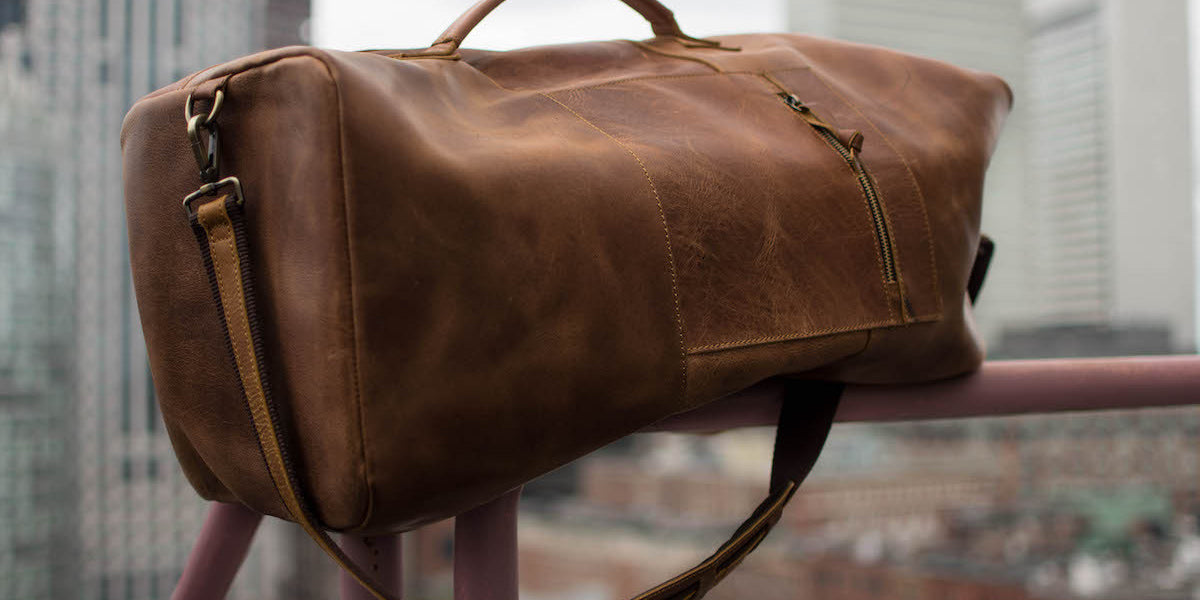 military leather duffle bag