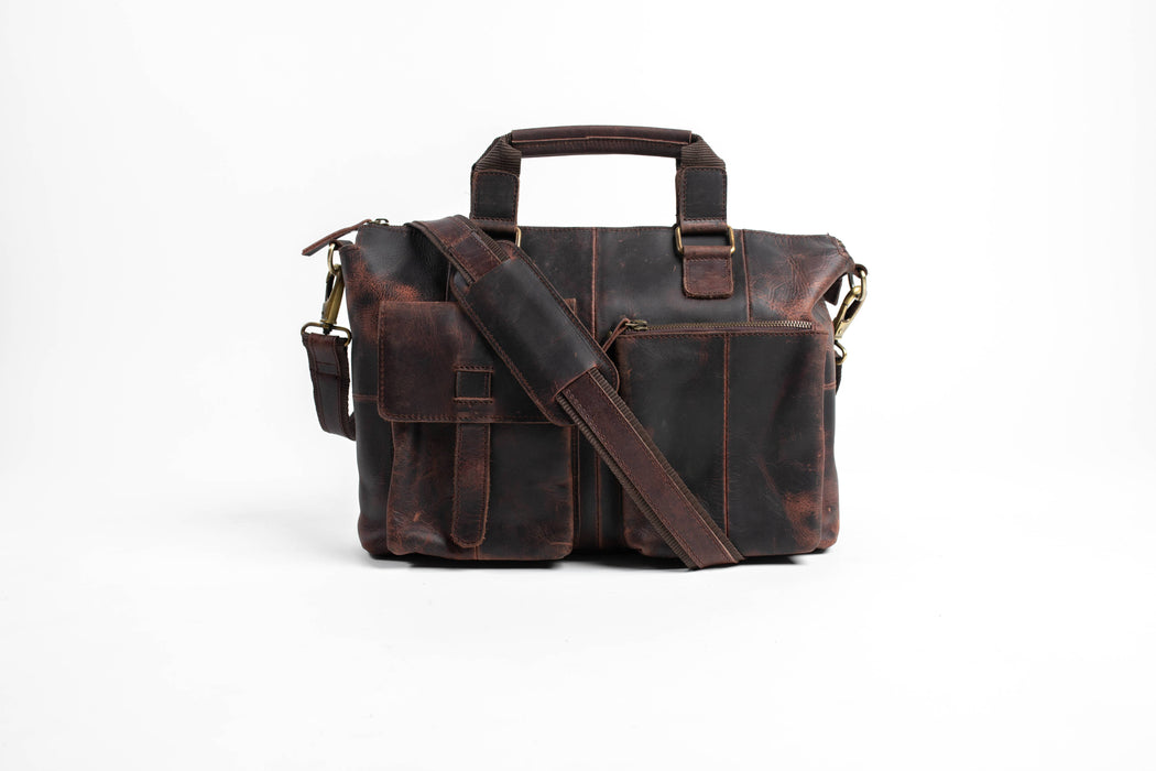 Genuine leather portfolio briefcase
