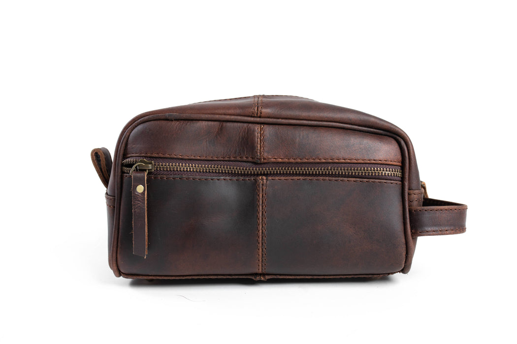 Brown leather wash bags