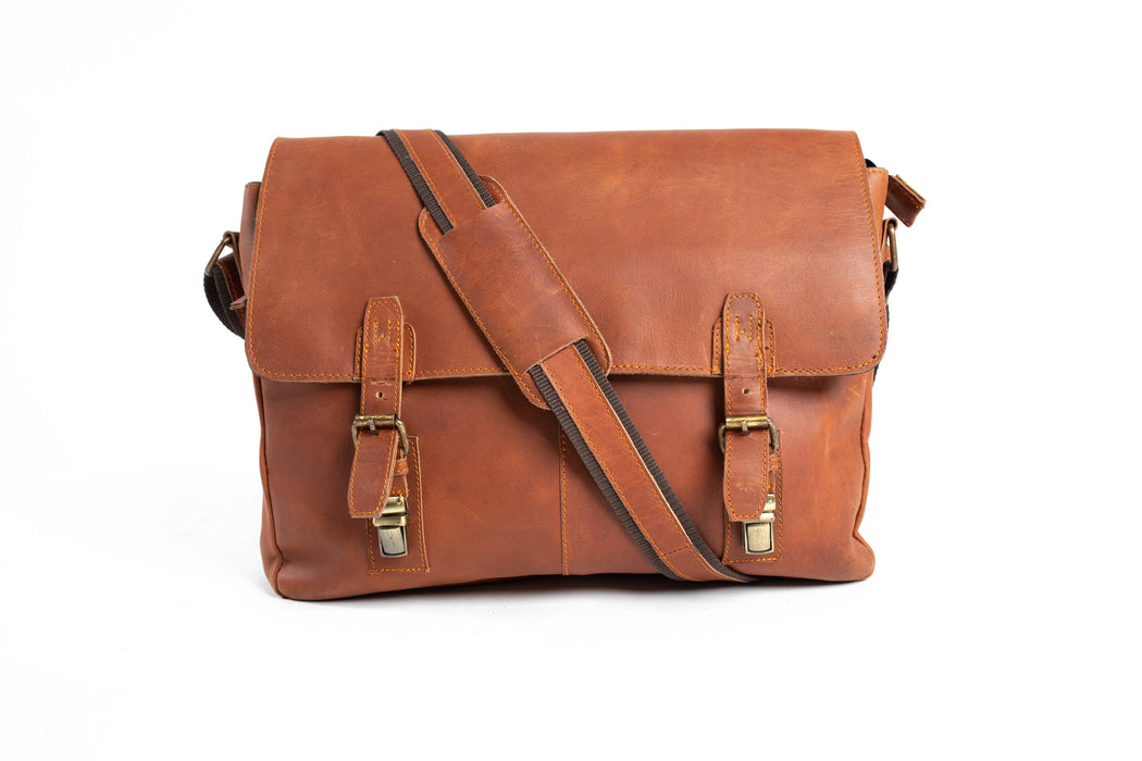 Light Brown Leather Messenger Bag