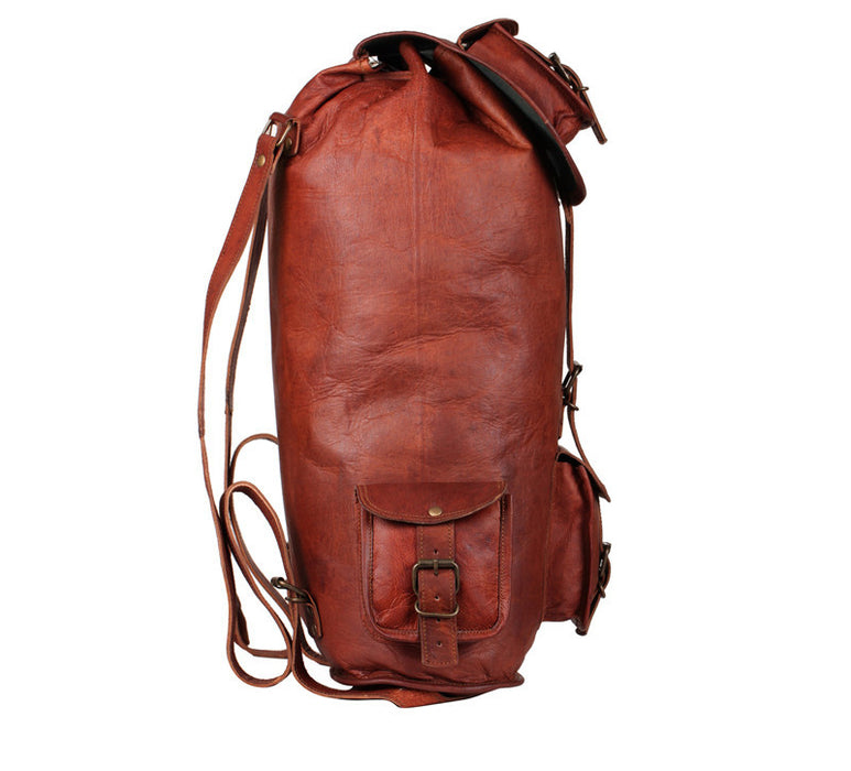distressed leather backpack