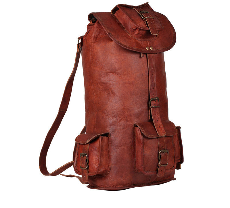 Male Brown Leather Backpack, Size: 14 X 23 X 6 In inch