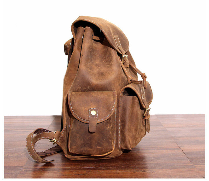 Genuine leather hiking backpacks