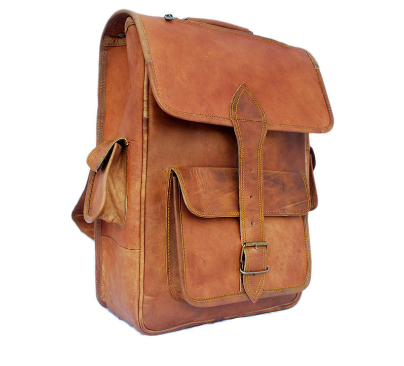 Leather Laptop Satchel Backpack 16