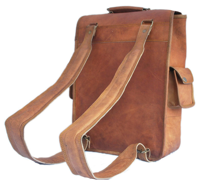 Leather Laptop Satchel Backpack 16