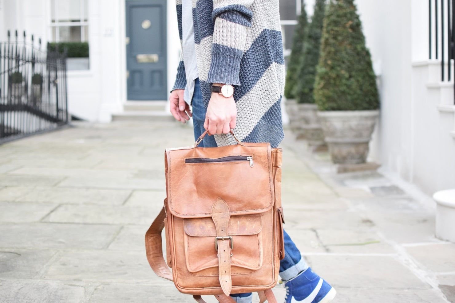 Leather Laptop Satchel Backpack 16
