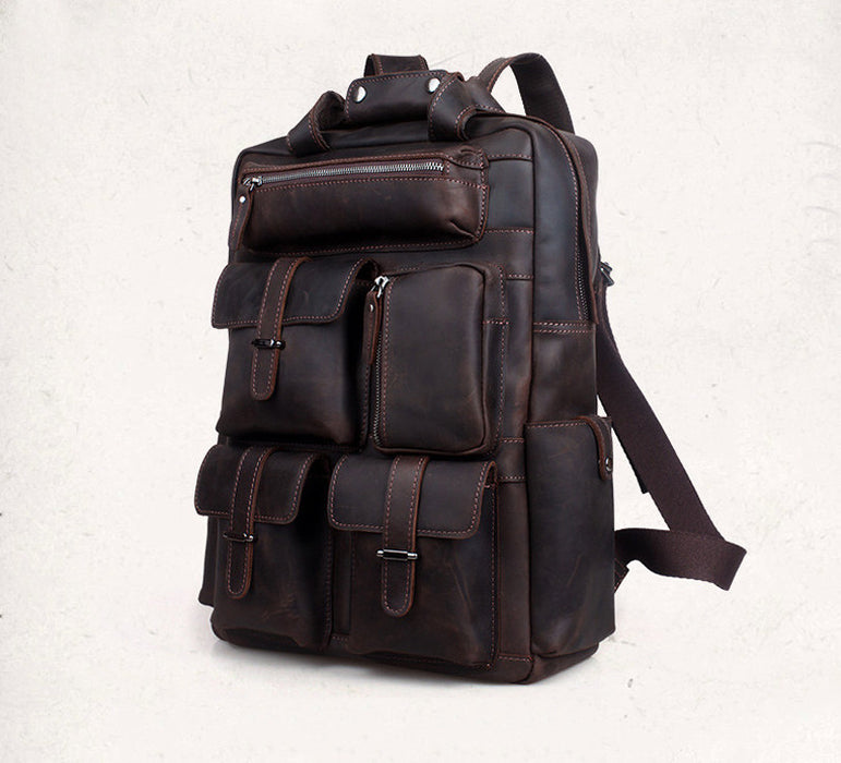 Saddle leather backpack