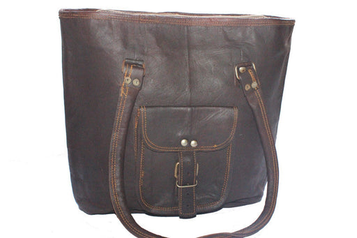 black leather tote handbag
