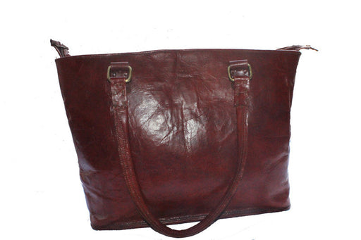 distressed leather tote