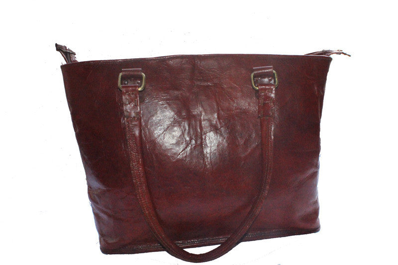 distressed leather tote