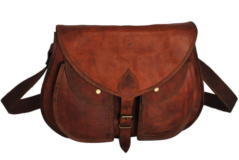 Vintage Brown Womens Small Saddle Shoulder Bag Small Satchel Side Bag