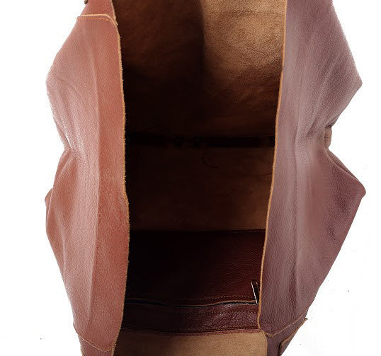 Genuine camel leather tote