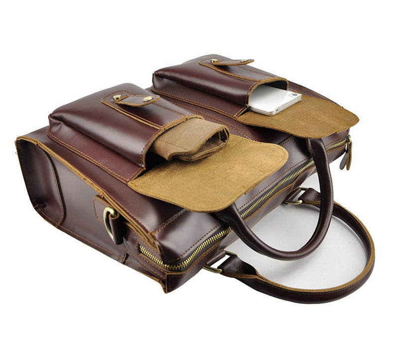 Polished leather handbags