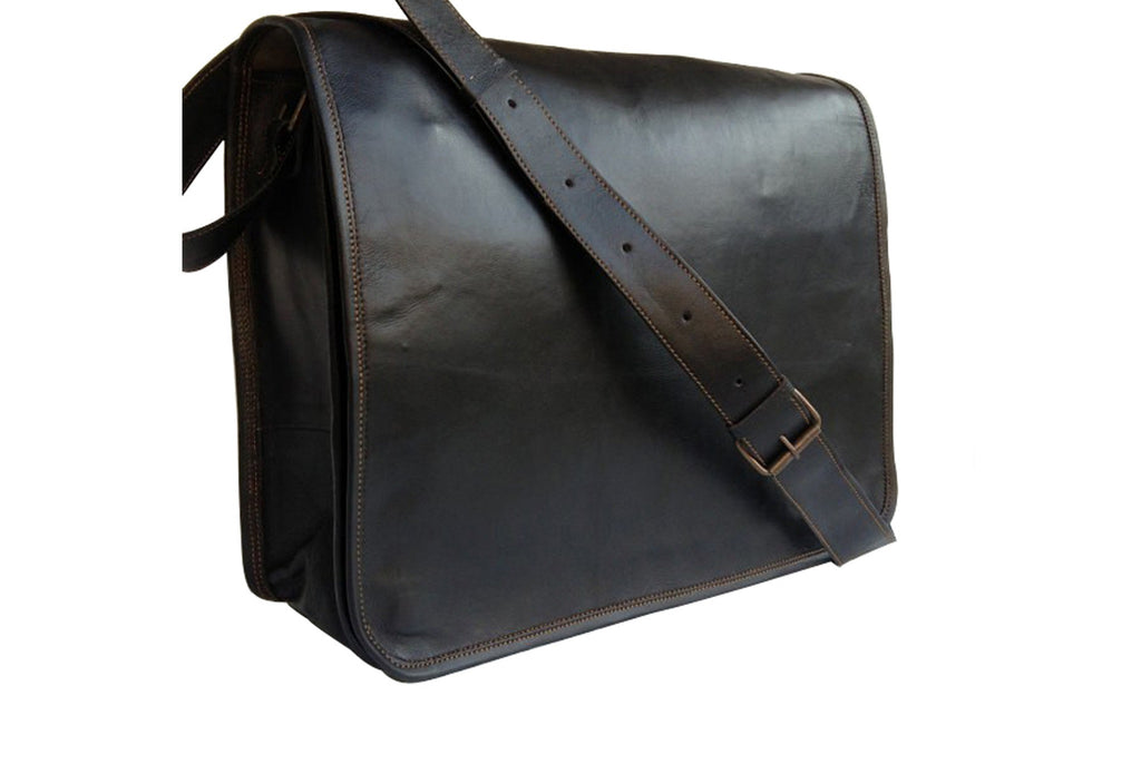 Black Leather Formal Messenger Bag — High On Leather
