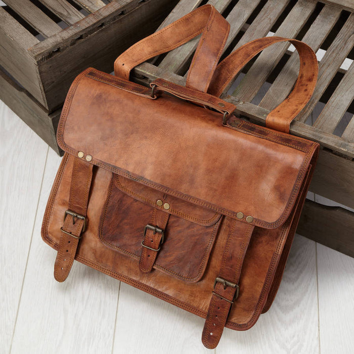 Leather Briefcase Backpack