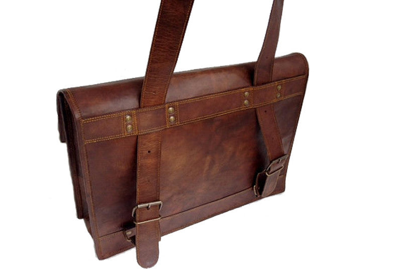 Worn leather satchel hotsell