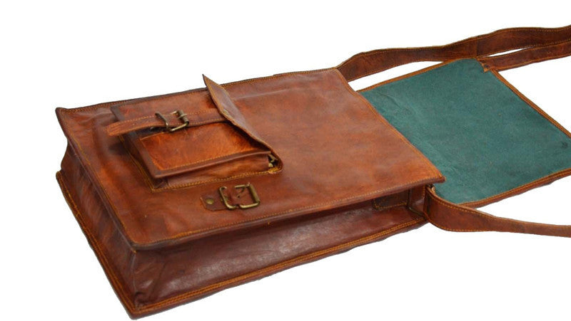 content writer leather satchel